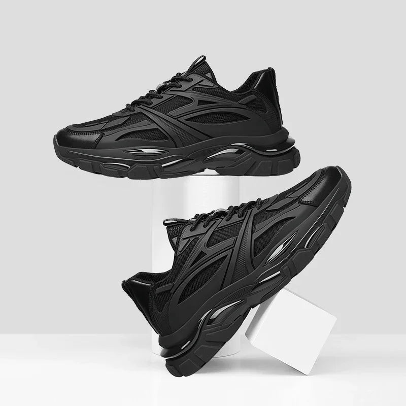 Four Seasons Thick and height-increasing sports shoes, men's genuine leather mesh casual men's shoes, trendy shoes