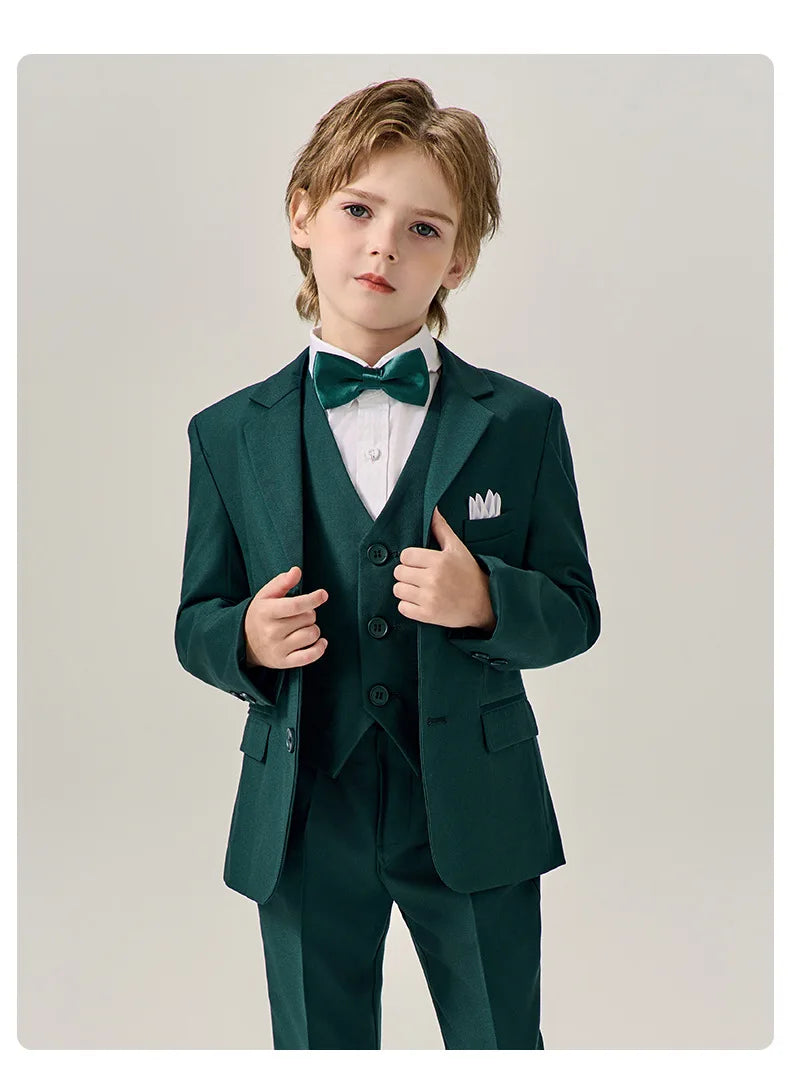 Prince Kids Purple Jakcet Vest Pants Bowtie Piano Party Dress Boys Wedding Ceremony Photograph Suit Children Performance Costume