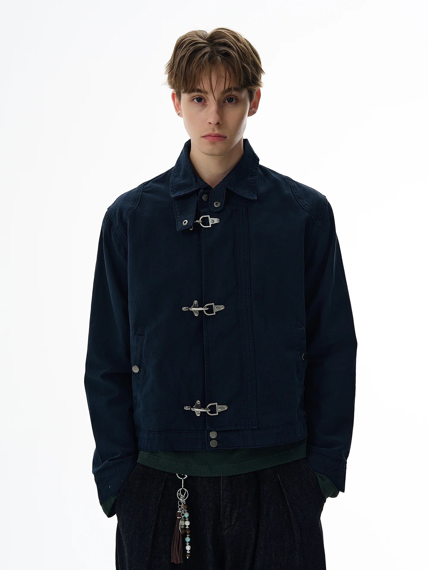 Harajuku Retro Black Gothic High Street Airplane Buckle Jacket for Men and Women Korean Fashion Y2k American Retro Casual Jacket