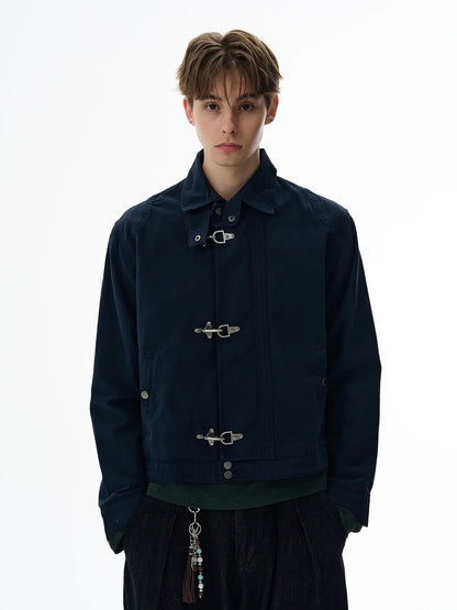 Harajuku Retro Black Gothic High Street Airplane Buckle Jacket for Men and Women Korean Fashion Y2k American Retro Casual Jacket