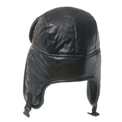 Men's Winter Bomber Hat with Goggles, Motorcycle Windproof Pilot Hat, Faux Fur Earflap Ushanka for Outdoor