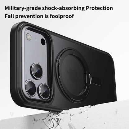 360° Rotating Stand Magnetic Case For iPhone 17 16 15 14 13 12 11 Pro Max Plus 17Air 16e Premium Metal Button Folding Bracket