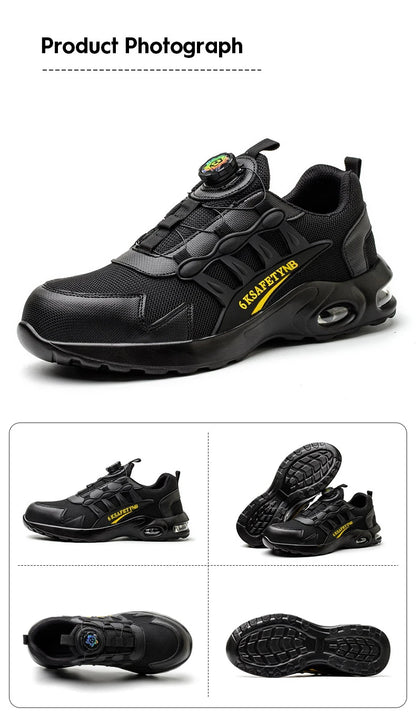 Men Rotating Button Safety Shoes Steel Toe Work Sneakers Indestructible Shoes Puncture-Proof Work Boots Air Cushion Safety Shoes