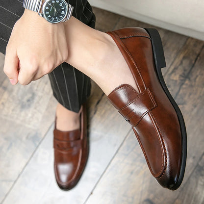 2026 Spring and Autumn Loafers Men Slip-On Business Formal Casual Shoes Brown MenShoes Leather Men Dress Shoes Large Size 38-48