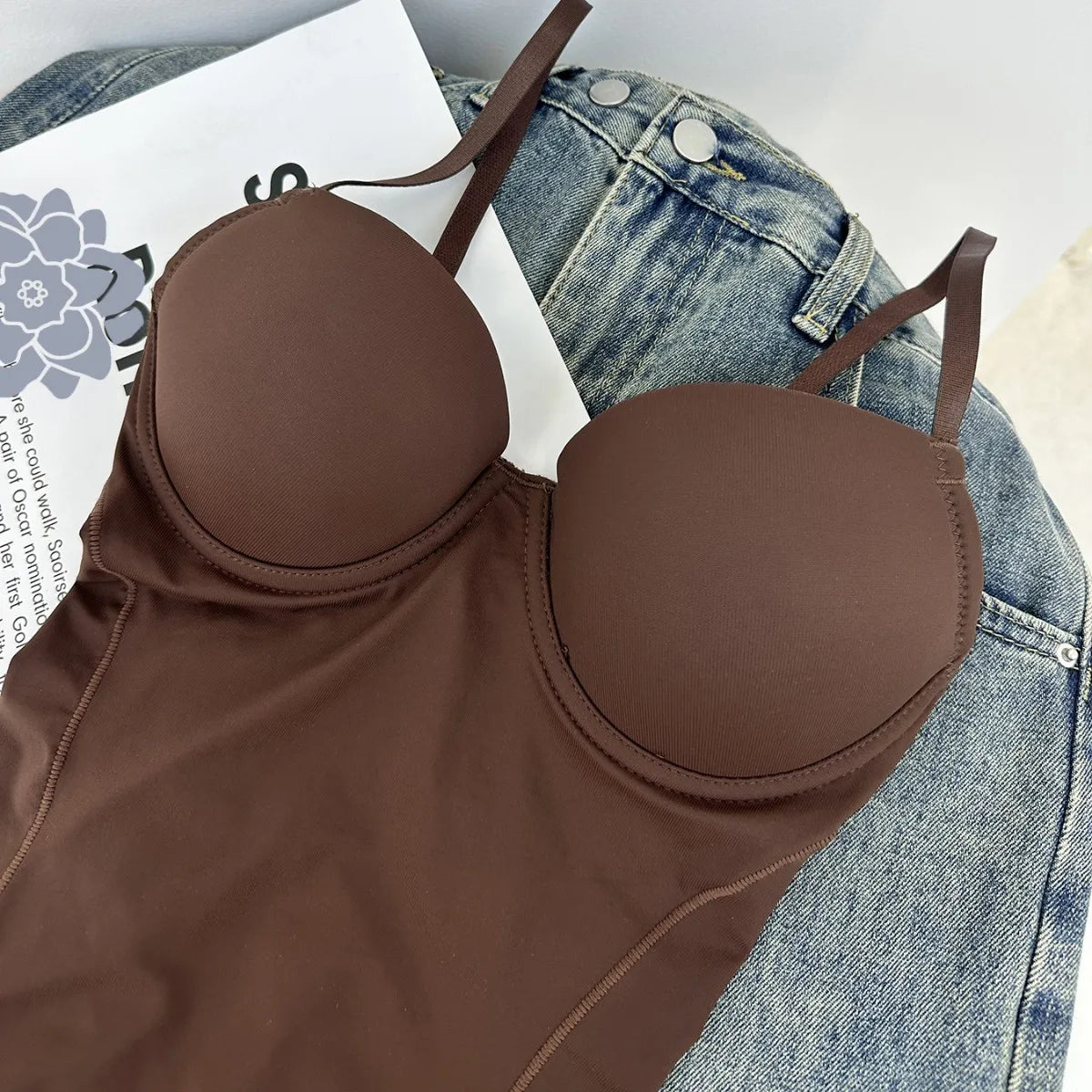 Thin Shapewear Bodysuit with Built in Bra Tummy Control Postpartum Slimming Underwear