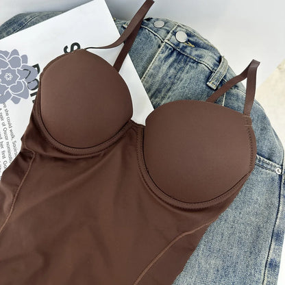 Thin Shapewear Bodysuit with Built in Bra Tummy Control Postpartum Slimming Underwear