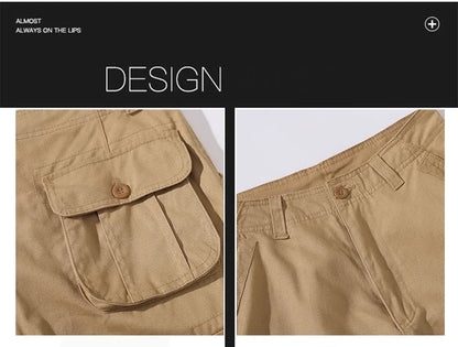 Male Cargo Pants Tactical Cotton Overalls Outdoor Utility Work Trousers Relaxed Fit Big Size Hombre Clothing