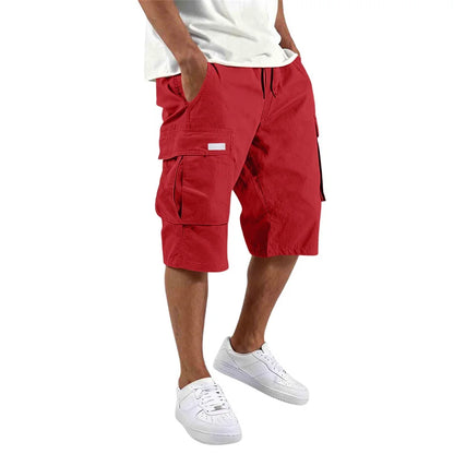 2026 NEW men loose straight pants Casual multi-pocket Shorts Summer Five-Inch Men's drawstring Sports cargo short