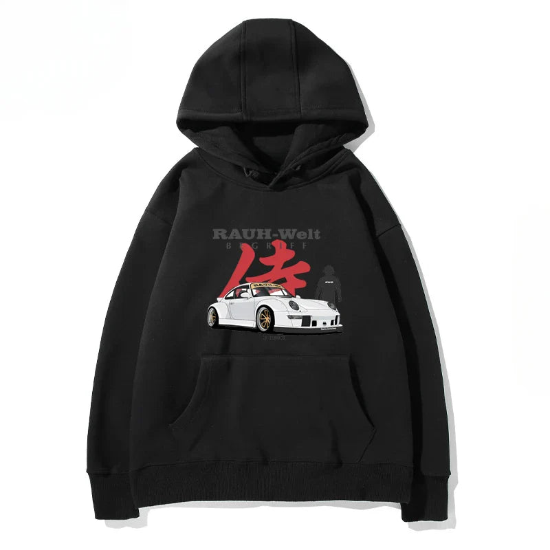 RWB Modified Car 911 Black Hooded Hoodie Women Of The Same Model New New Autumn And Winter Casual Loose Top Clothing