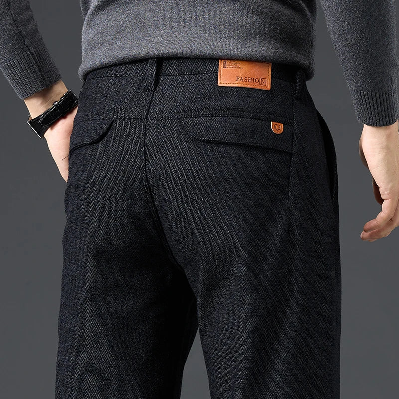 Men's Slim Fit Chenille Long Pants Advanced Business Casual Trousers Trend Autumn Comfortable Daily Wear Male Clothing
