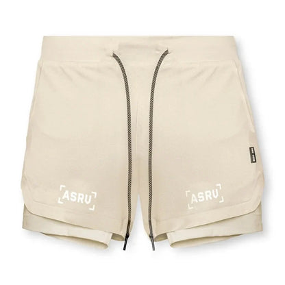 Men's 2 in 1 Double-deck Gym Shorts Quick Dry Summer Running Workout Shorts Zipper Pockets Slim Fit Fitness Training Short Pants