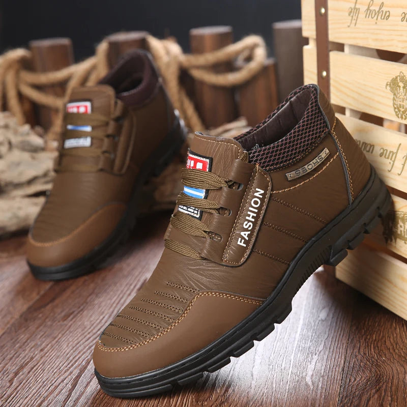 Winter Men Boots Waterproof Snow Boots Warm Fur Casual Men Shoes Antislip Ankel Boots Plush Cotton Shoes 2024