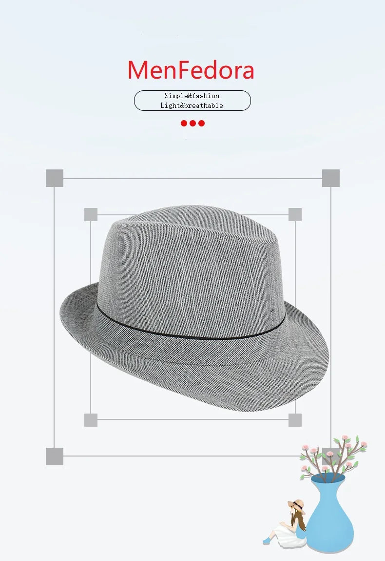 Spring&Autumn Men Fedoras  Top Jazz Plaid Hat Adult Bowler Hats Classic Version Chapeau Hats