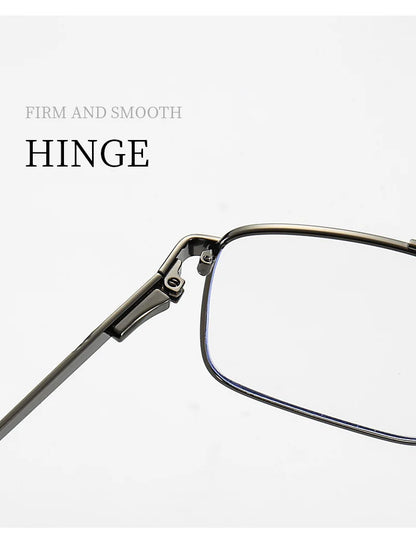 Classic Business Men's Metal Geometric Square Frame Eyewear Customizable Prescription Blue Light Protection Eyewear