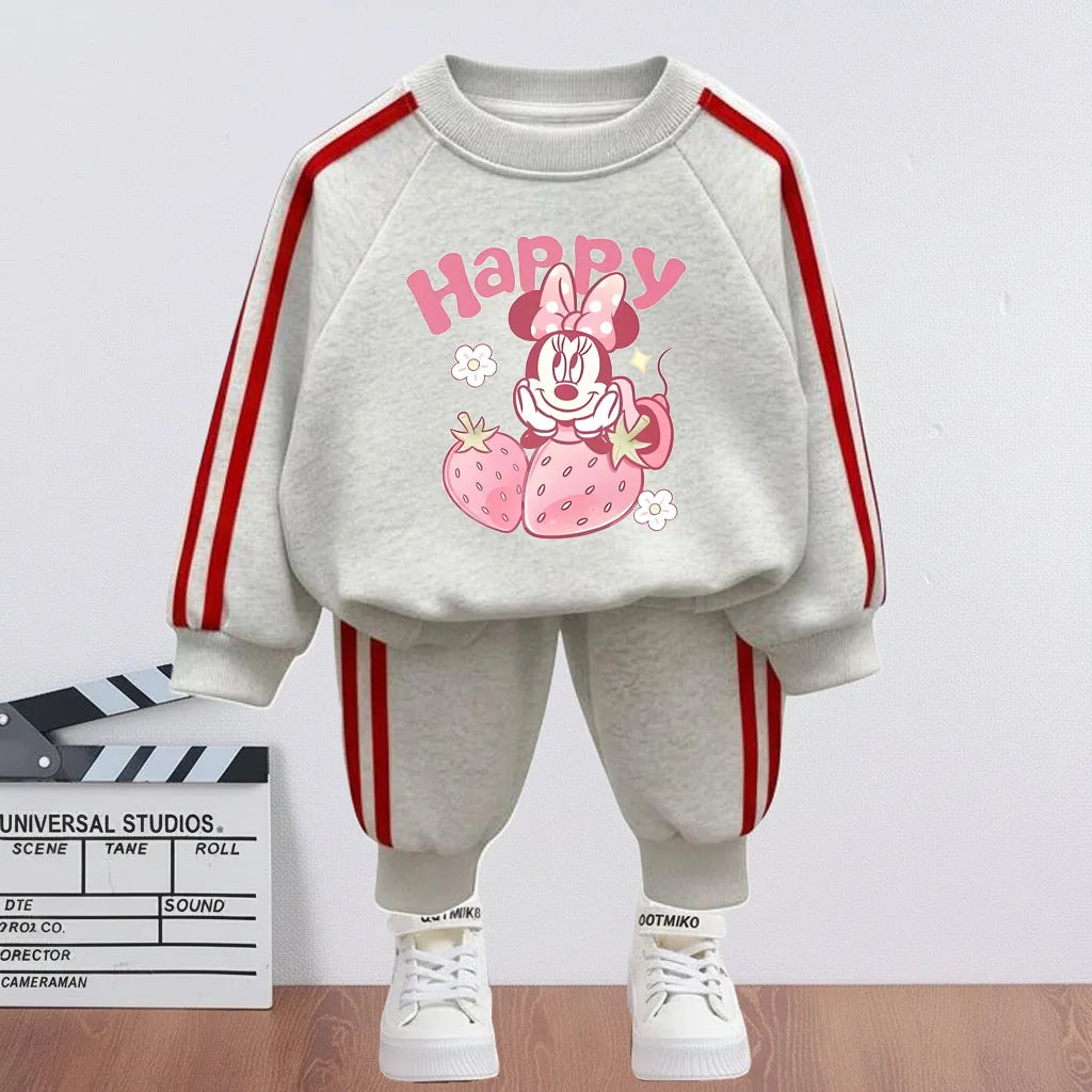 2026 Spring New Style Children Clothing Sets Girls O Neck Hoodies and Side Stripe Trouser Two Piece Kids Casual Sweatshirts Set