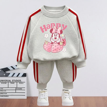 2026 Spring New Style Children Clothing Sets Girls O Neck Hoodies and Side Stripe Trouser Two Piece Kids Casual Sweatshirts Set