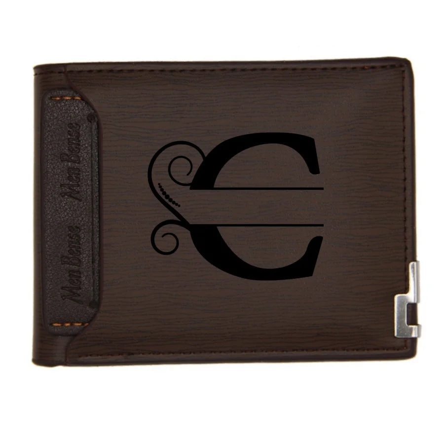 Personalized Wallet for Men Custom Wallets for Men Engraved Letter Name Leather Wallet Bifold Custom Gifts for Dad/Husband