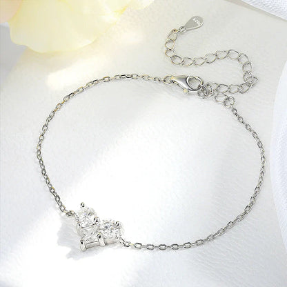 3 Gems Moissanite Bracelet for Women Men Adjustable Chain S925 Sterling Silver Jewelry Lab Diamond Couples Birthday Gifts