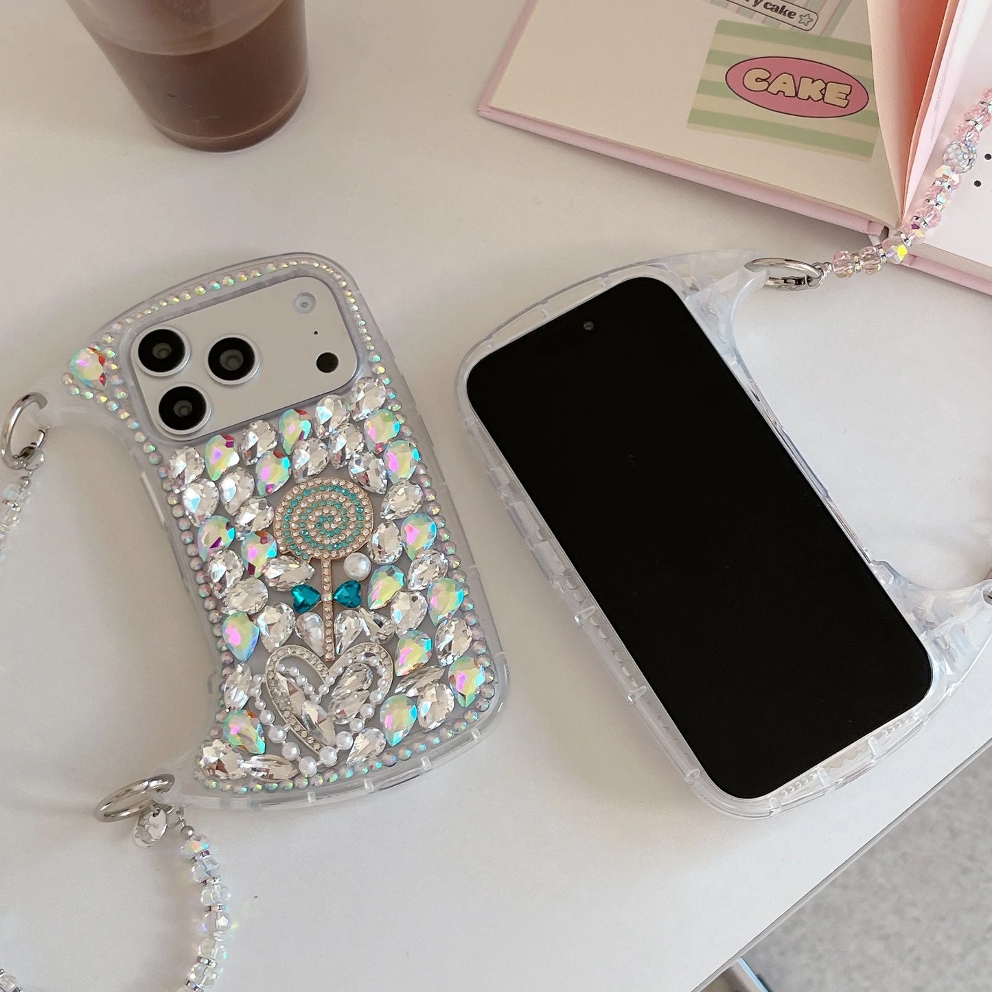 Rhinestone Hand bag Lollipop Design Phone Case For iPhone 17 Pro Max 16 15 14 13 Pro Max 15 14 16 Plus 17Air Fashion Trend Case