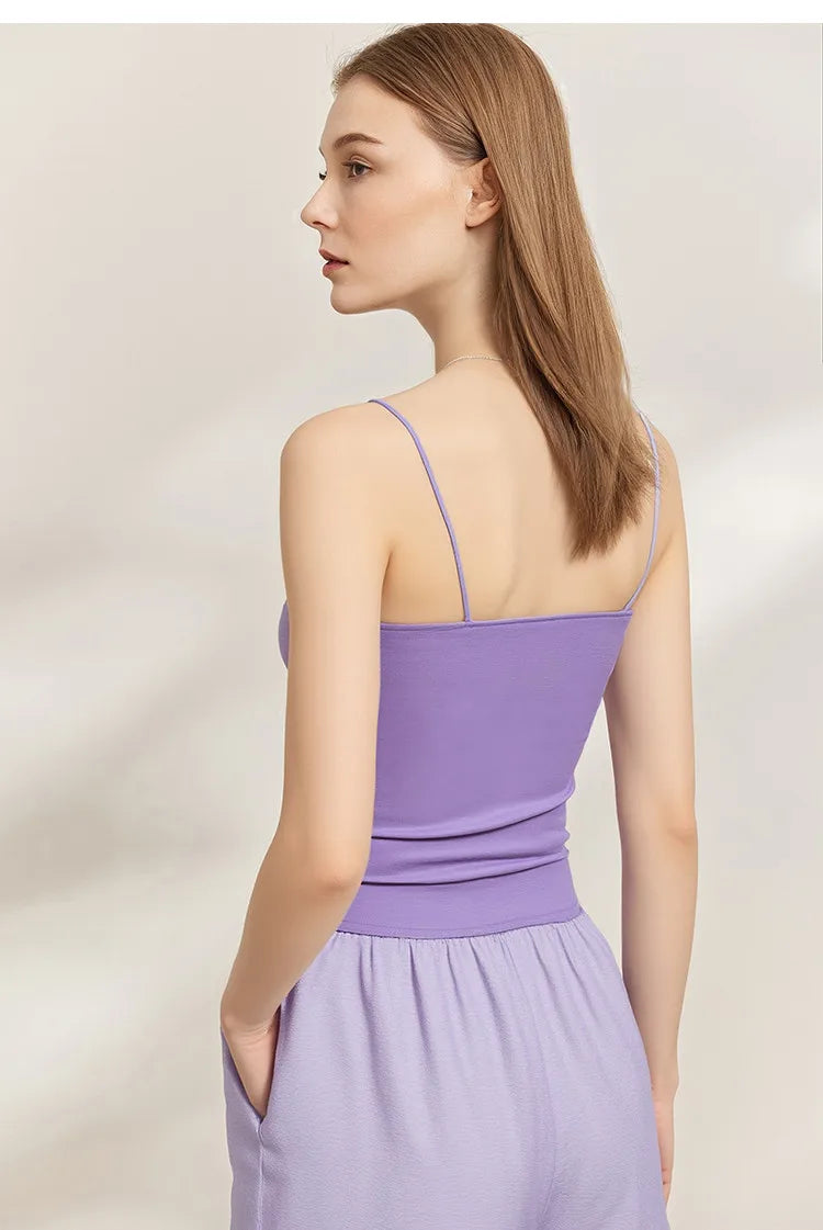 Women's Tank 2026 Summer Stretch Slim Fit Crop Knit Spaghetti Strap Top Casual Versatile Sleeveless Vest For Women 12622088