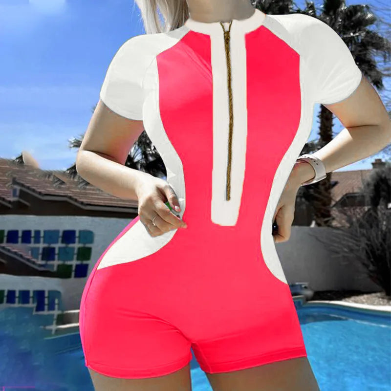 2026 New One Piece Swimsuit Women Floral Long Sleeve Swimwear Zipper Surfing Monokini Push Up Body Suit Beachwear Bathing Suit