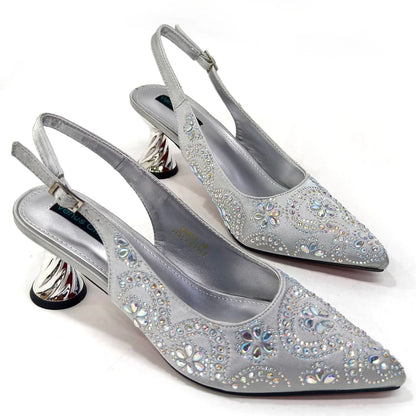 2024 Elegant Rhinestone Pointed-Toe Pumps With Matching Bag Set Large Capacity Bag for Women's Party High Heels
