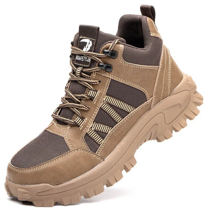 Mens Work Boots 2025 Fashion Outdoor Leather Steel Toe Indestructible Shoes Men Anti Slip Puncture Proof Safety Shoes Boot Man