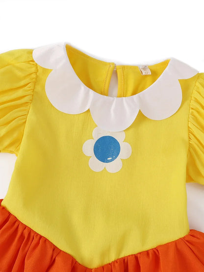 Rosalina Dress Girls Peach Costume Daisy Cosplay Children Birthday Party Carnival Fancy Outfit