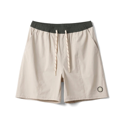 2025 Summer New 145gsm Elastic Fabric Beach Shorts Men Contrast Color Drawstring Athletic Shorts