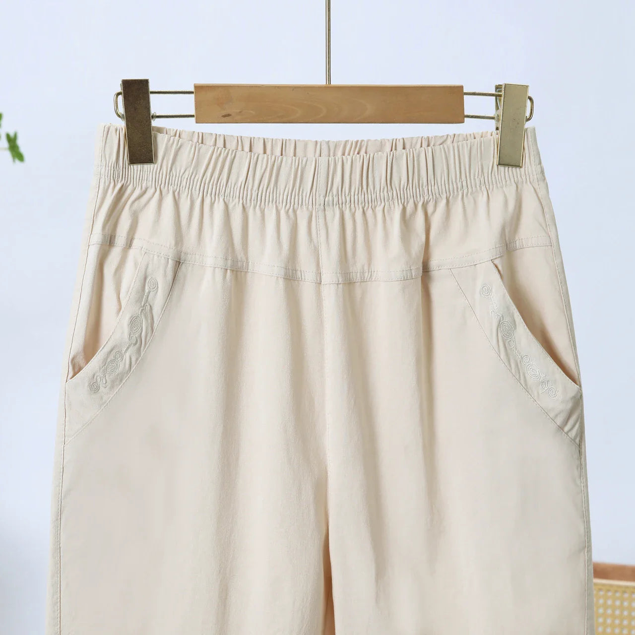 Summer Casual Washed Cotton Women's Plus Size Pants 2025 Elastic Waist Office Casual Outdoor Trousers Breathable Cool Clothing
