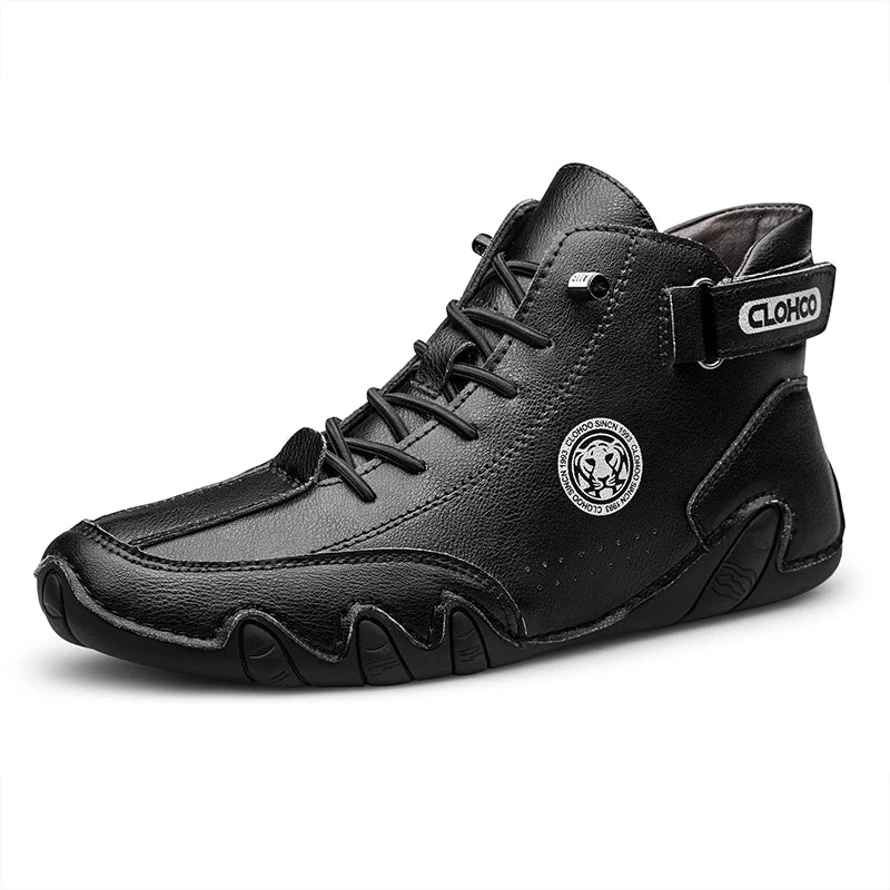 Hand-Sewn Octopus Design Men's Short Boots High-Top Leather Riding Boots Stylish Men's Footwear