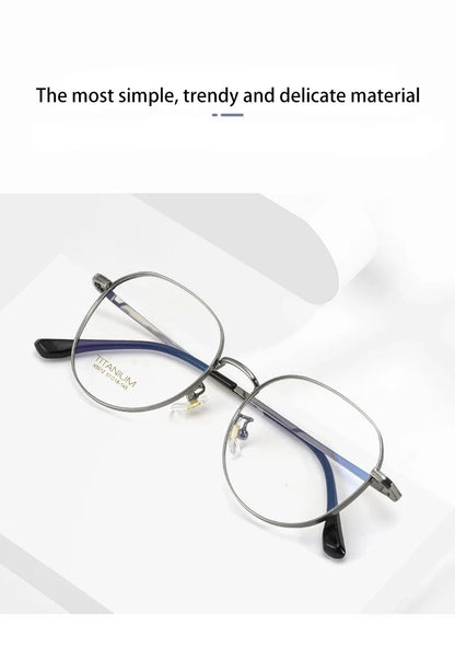 Simple Fashion Large Frame Titanium Design Women Anti-blue Light Reading Glasses Men Customized Prescription 02-K5012