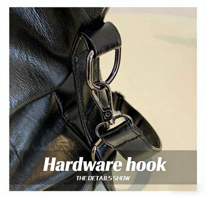 Capacity Black Shoulder Bags For Women Large Shopper Bag Solid Color Soft Leather Crossbody Handbag Travel Tote Bag