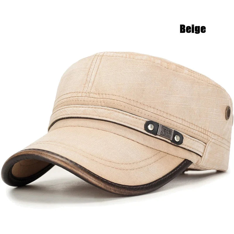 Brand New Men Women Washed Distressed Cotton Adjustable Flat Top Cadet Cap Fashion Classic Unisex Outdoor Casual Sport Cap