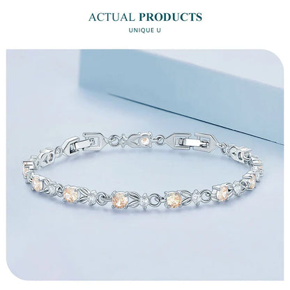 Authentic Luxury Multi-color Zircon Bracelet Rose Gold Color Chain Link Bracelet for Women Birthday Crystal Jewelry