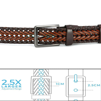 Leather Braided Belts for Mens Casual Woven Leather Belt for Dress Pants