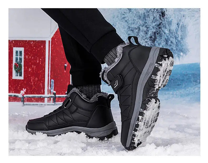 Winter Men Boots PU Leather Snow Boots Man Plush Warm Causal Shoe Waterproof Men Boots High Quality Male Sneakers Ankle Boots
