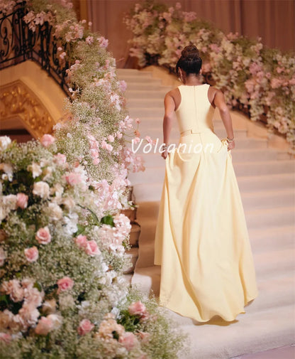 Customized Casual Pastrol Chiffon Handmade Flower Rhinestone Beading Straight Scoop Neck Long Dresses Bespoke Occasion Dresses