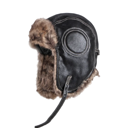 Russian Trapper Soviet Ushanka Bomber Hat Knitted Leather Earflap Fur Lined Winter Cap for Men Women