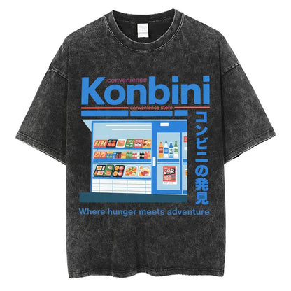 Japanese Tokyo Tokyo Culture Print Washed T Shirt Funny Fashion Vintage Men Women T-shirts Cotton Casual Loose Tees Streetwear