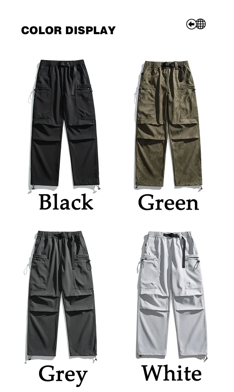 Hiking Pants Men Waterproof Windproof Breathable Elastic Waist Climbing Trekking Fishing Pants Camping Casual Overalls Trousers