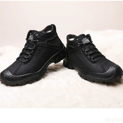 Men's Winter Velvet Thick Boots Outdoor High Top Snow boots Casual Waterproof Shoes New Lace Up Men Cotton Shoes Botas Zapatos ﻿