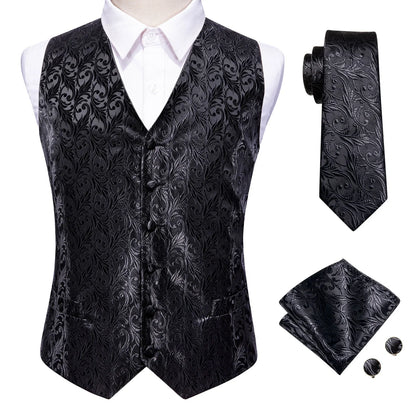 Mens Vests Tie Sets V-Neck Grey Red Purple Blue Green Pink Black Waistcoat Hanky Cufflinks Wedding Business Designer