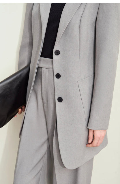 Minimalism 2024 Autumn Jackets for Women New Stand Collar Slim Female Vintage Quality Shoulder Pad Tailored Coat 12443066