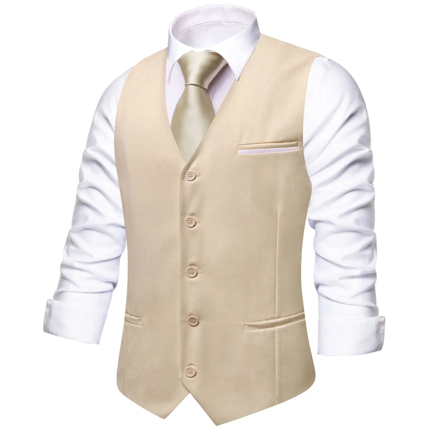 Solid Peach Pink Men Vest Wedding Slim Waistcoat Neck Tie Hanky Cufflinks Set for Male Business Party Designer Gifts