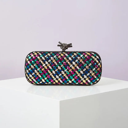 Hand Woven Clutch Purse Luxury For Women 2025 New High Grade Party Wedding Prom Mixed Colors Evening Bag Elegant Trend Chain Bag