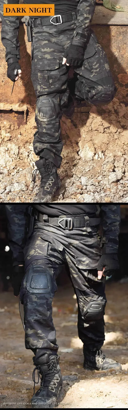 G3 Combat Pants +Pads Elastic Sport Pant Tactical Gear CP Climbing Camo Outdoor Tactic Pants Airsoft Cargo Casual Work Trouser