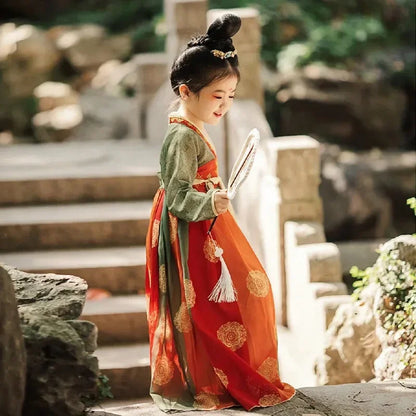 Summer Party Costume Girl Dresses Vintage Kids Clothes Vestido Casual Baby Chinese Hanfu Cosplay Children Princess Girls Dress