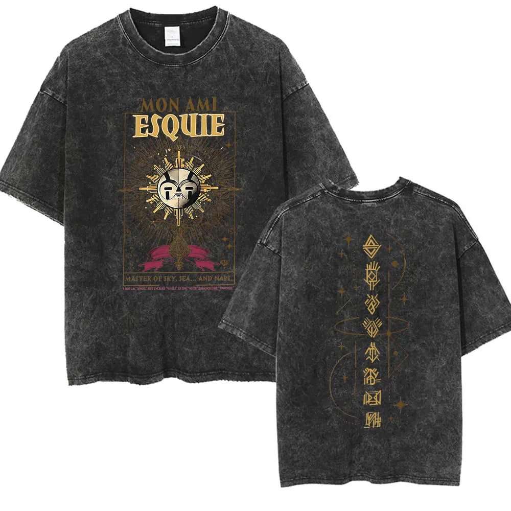 Game Clair Obscur Expédition 33 Vintage Washed T Shirts Men's Women Casual High Quality Oversized Cotton T-shirt Fans Streetwear