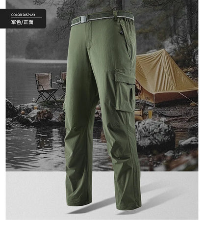 Big Size 8XL Men's Cargo Pant Straight Leg Fishing Trouser Male Multi Pocket Ice Silk Lightweight Thin Breathable Quick Dry Plus